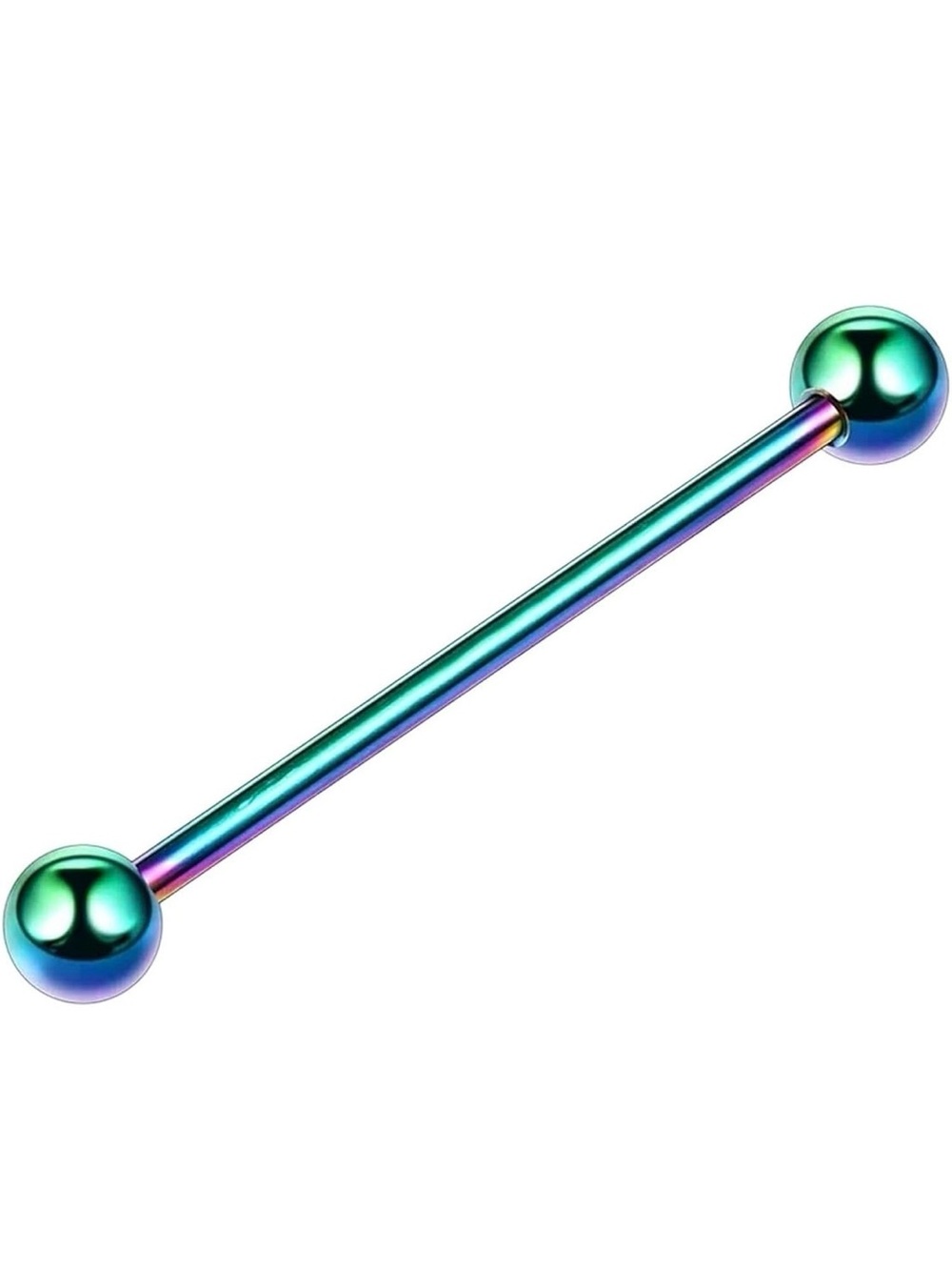 Iridescent Rainbow Industrial Barbell Piercing 16g 45mm Long